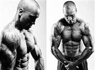 Bodybuilder portrait, well defined muscles